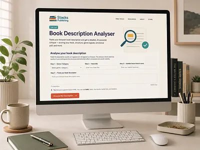 The Book Description Analyser tool on a desktop screen