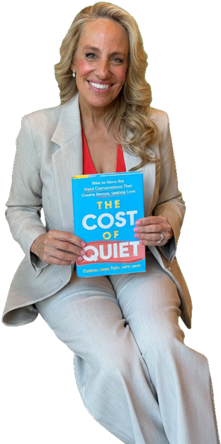 Colette Fehr holding her book The Cost of Quiet