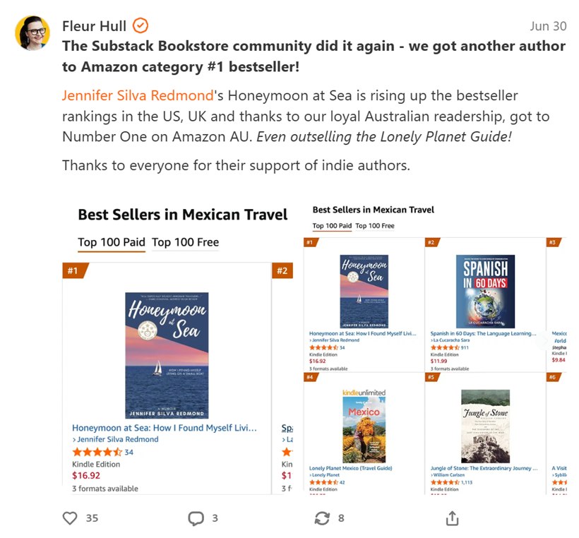 Jennifer Silva Redmond's Honeymoon at Sea hits #1 on Amazon AU