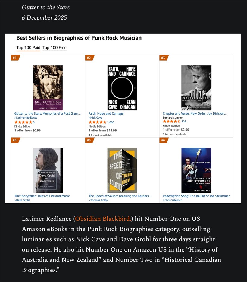 Latimer Redlance's Gutter to the Stars at #1 in Punk Rock Biographies