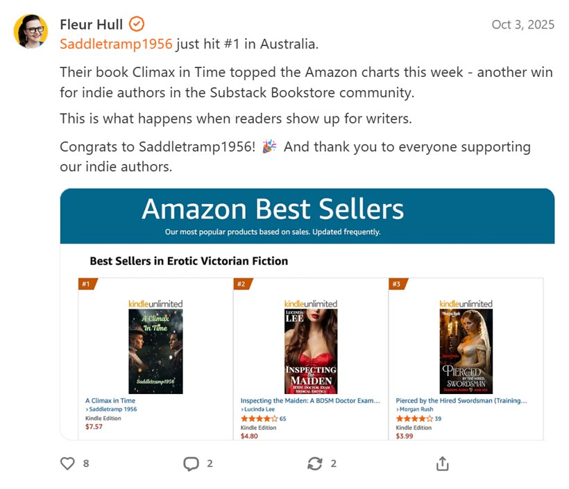 Saddletramp1956's Climax in Time hits #1 in Australia